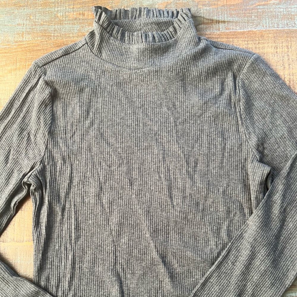 JCrew Rib Ruffle Mockneck M NWT - Picture 5 of 10